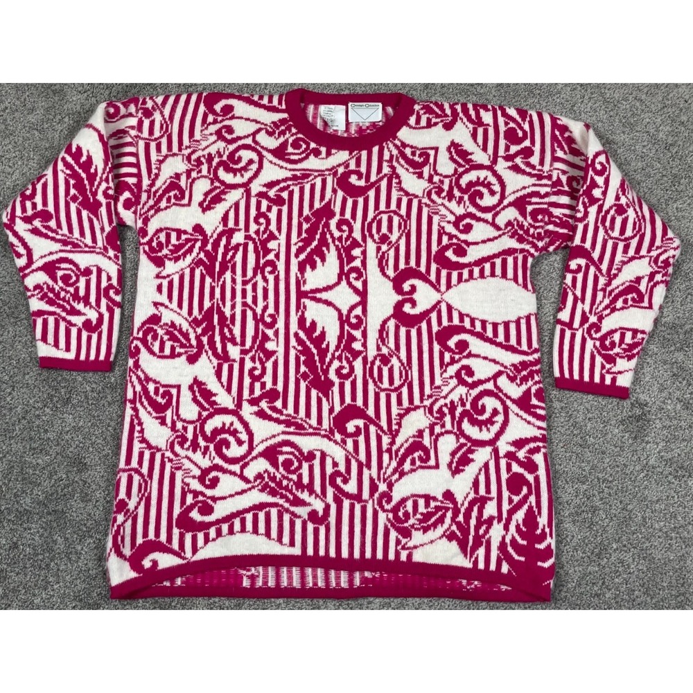 Vintage Christoph Columbus Sweater Womens Large Pink Art Funky Italy Angora Wool